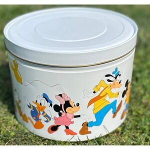 Disney Sears Popcorn Tin Mickey Mouse Donald Goofy Pluto Vintage Decor‎